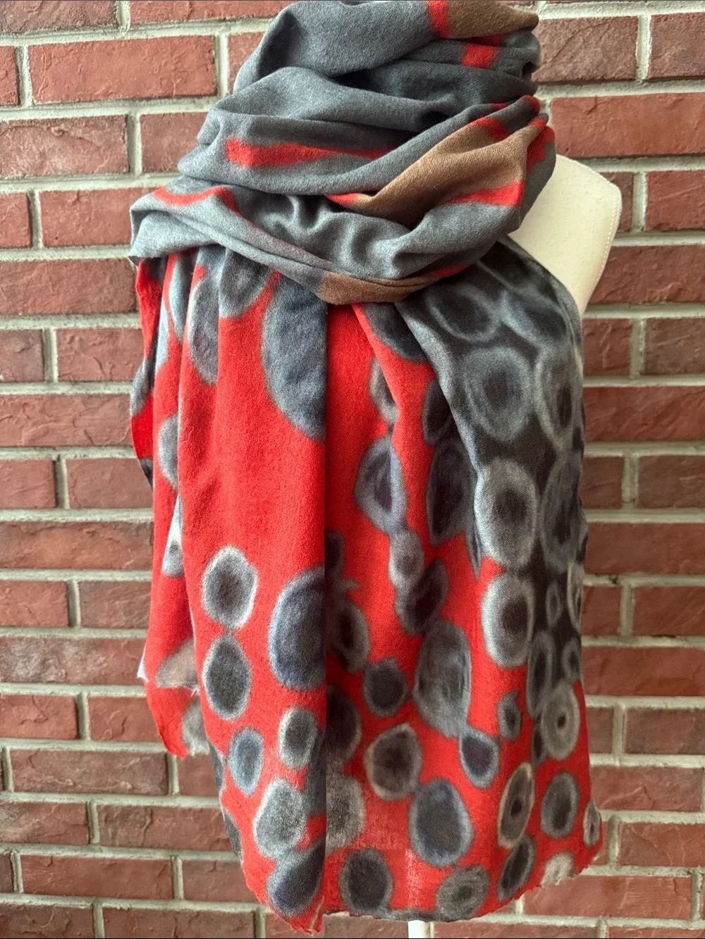 Rhino Klimnt LALELA Wool Cashmere Silk Unique Art Shawl Signed Scarf 38”x68”NWOT